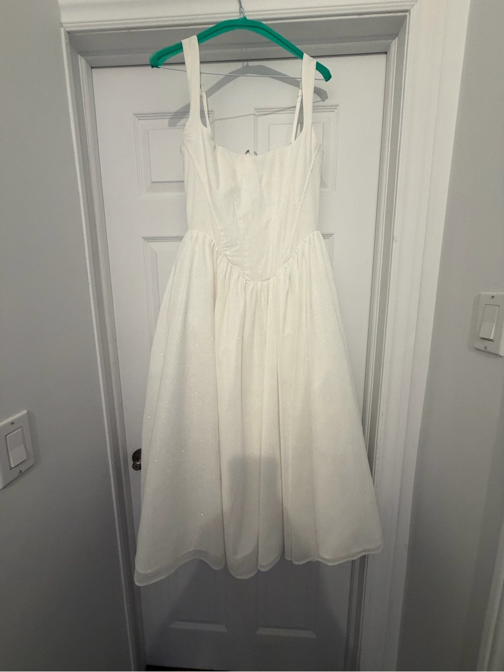 White Sparkle Formal Dress with Straps